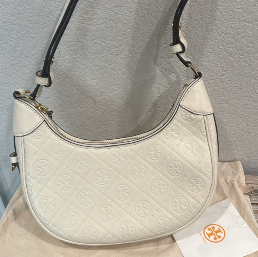 Tory Burch White Quilted Shoulder Bag